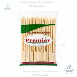 Palillos Multiusos de madera, Hamburguesa, 150x3 mm, en paquetes de 100 unidades