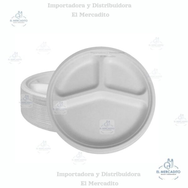 Platos Biodegradables #9 en Bagazo de Caña, 25 unidades por paquete