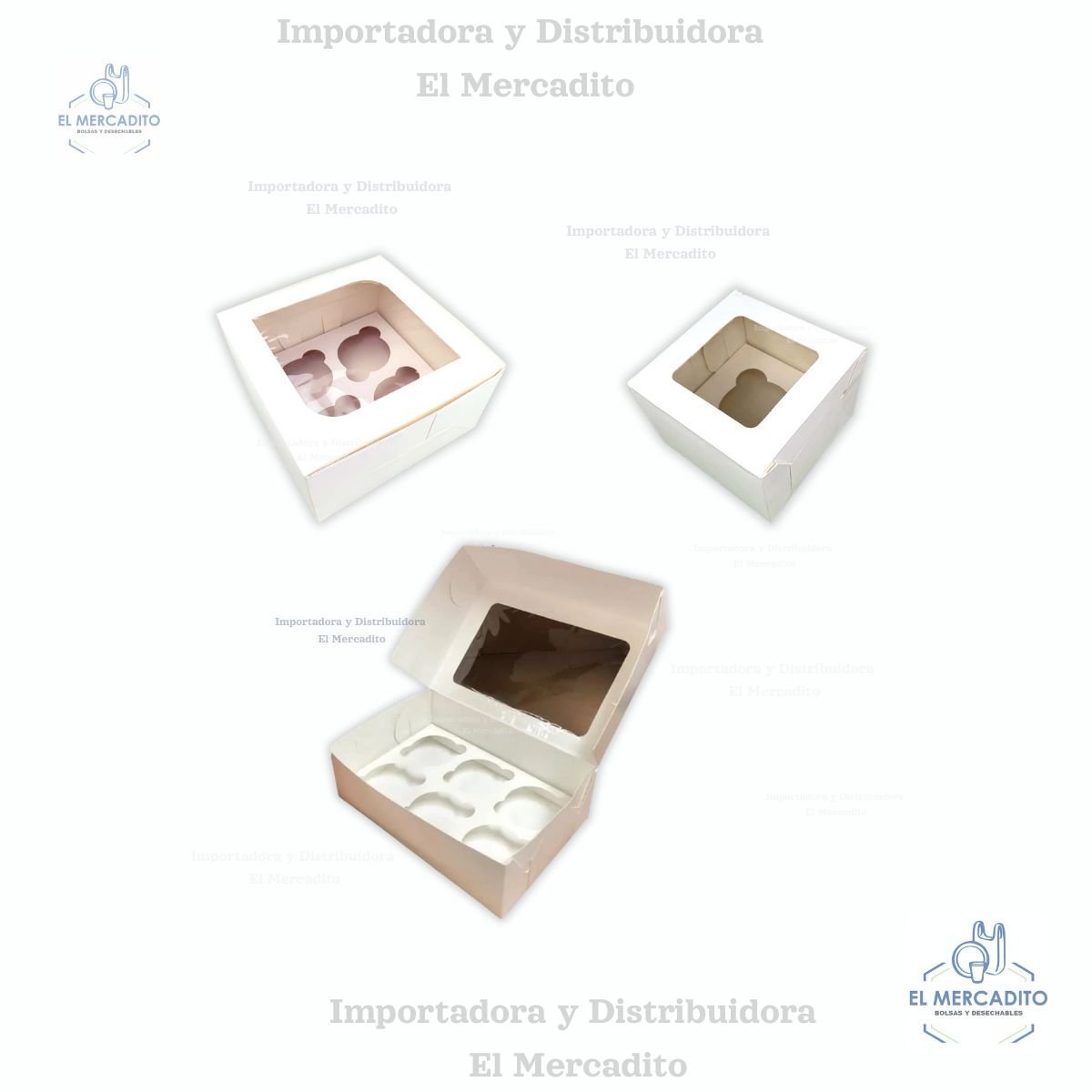 Caja de Carton para cup-cakes de 1 unidad, 4 unidades y 6 unidades