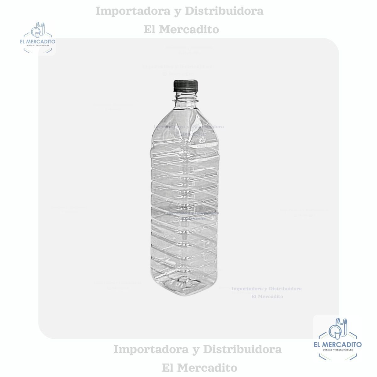 Botella Plástica Transparente Rectangular Pet 1 Litro