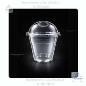Vaso #9 oz Tapa domo desechable transparente, en paquetes de 25 unidades