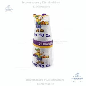 Vasos Plásticos Desechable Vacan #10 oz Transparente en paquetes de 25 unidades