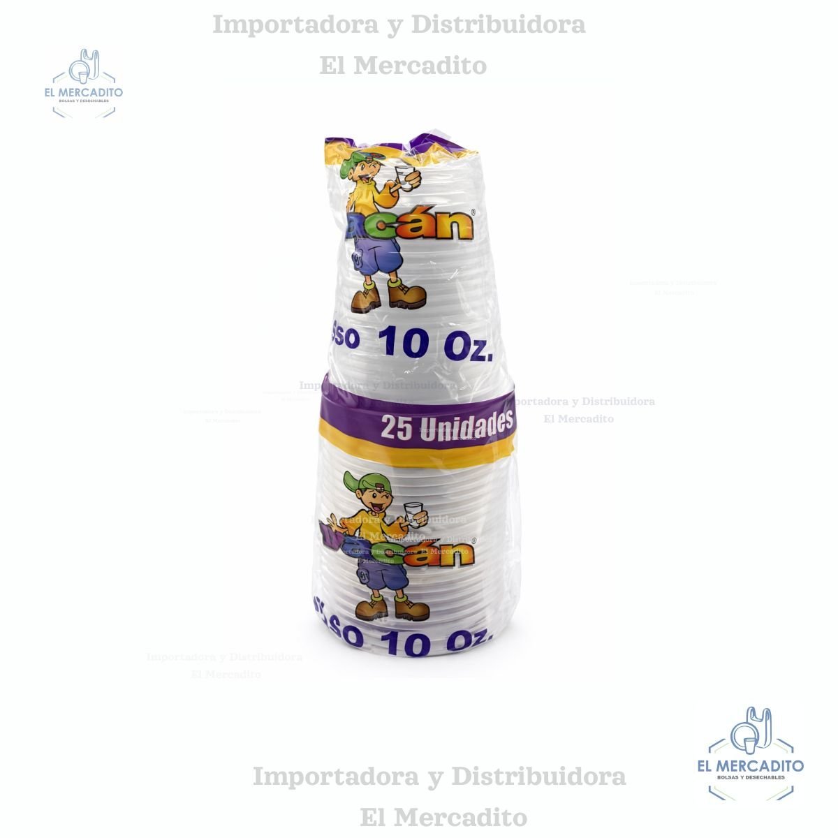 Vasos Plásticos Desechable Vacan #10 oz Transparente en paquetes de 25 unidades