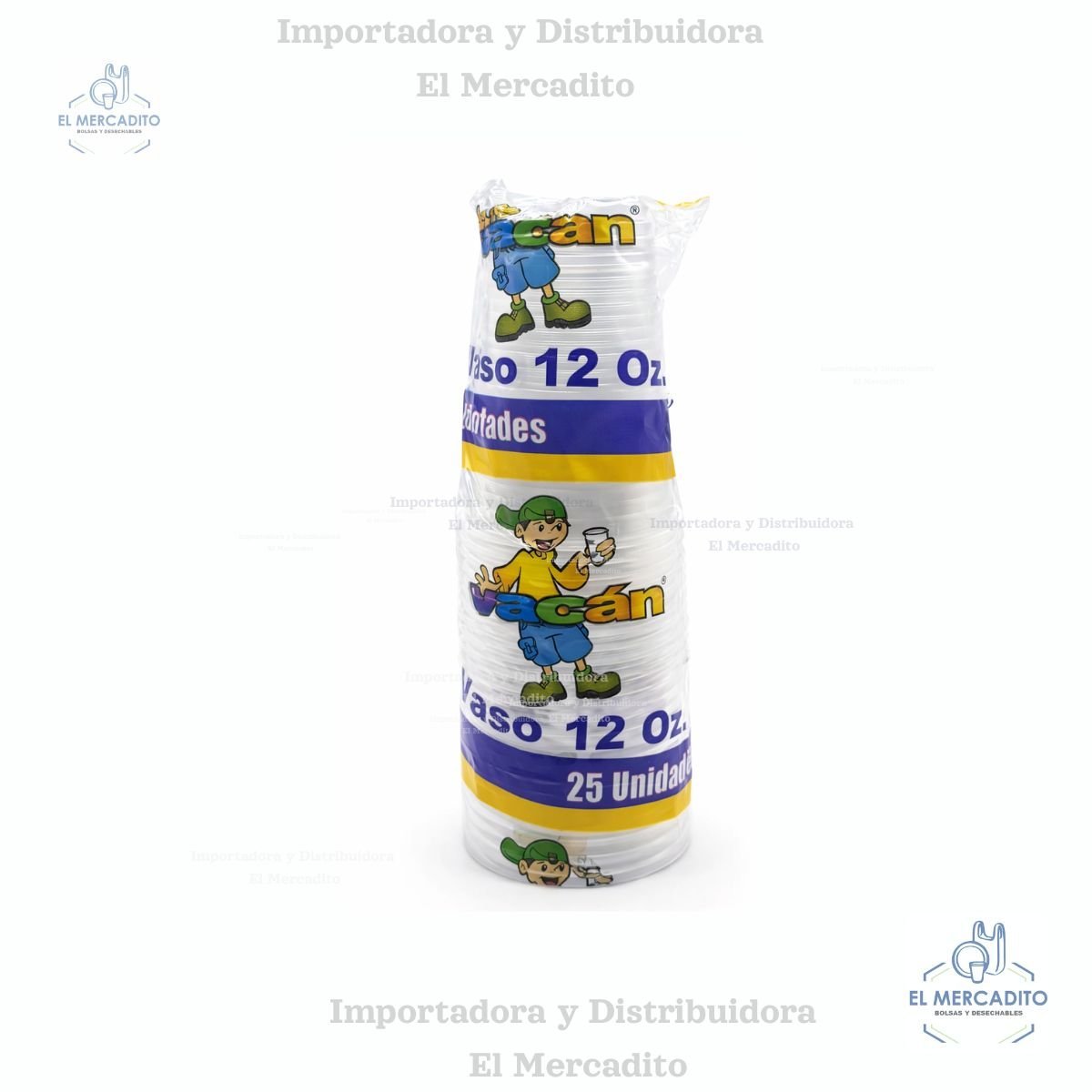 Vasos Plásticos Desechable Vacan #12 oz Transparente en paquetes de 25 unidades