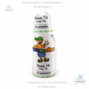 Vasos Plásticos Desechable Vacan #16 oz Transparente en paquetes de 25 unidades