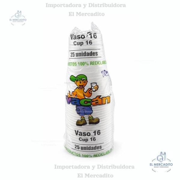 Vasos Plásticos Desechable Vacan #16 oz Transparente en paquetes de 25 unidades