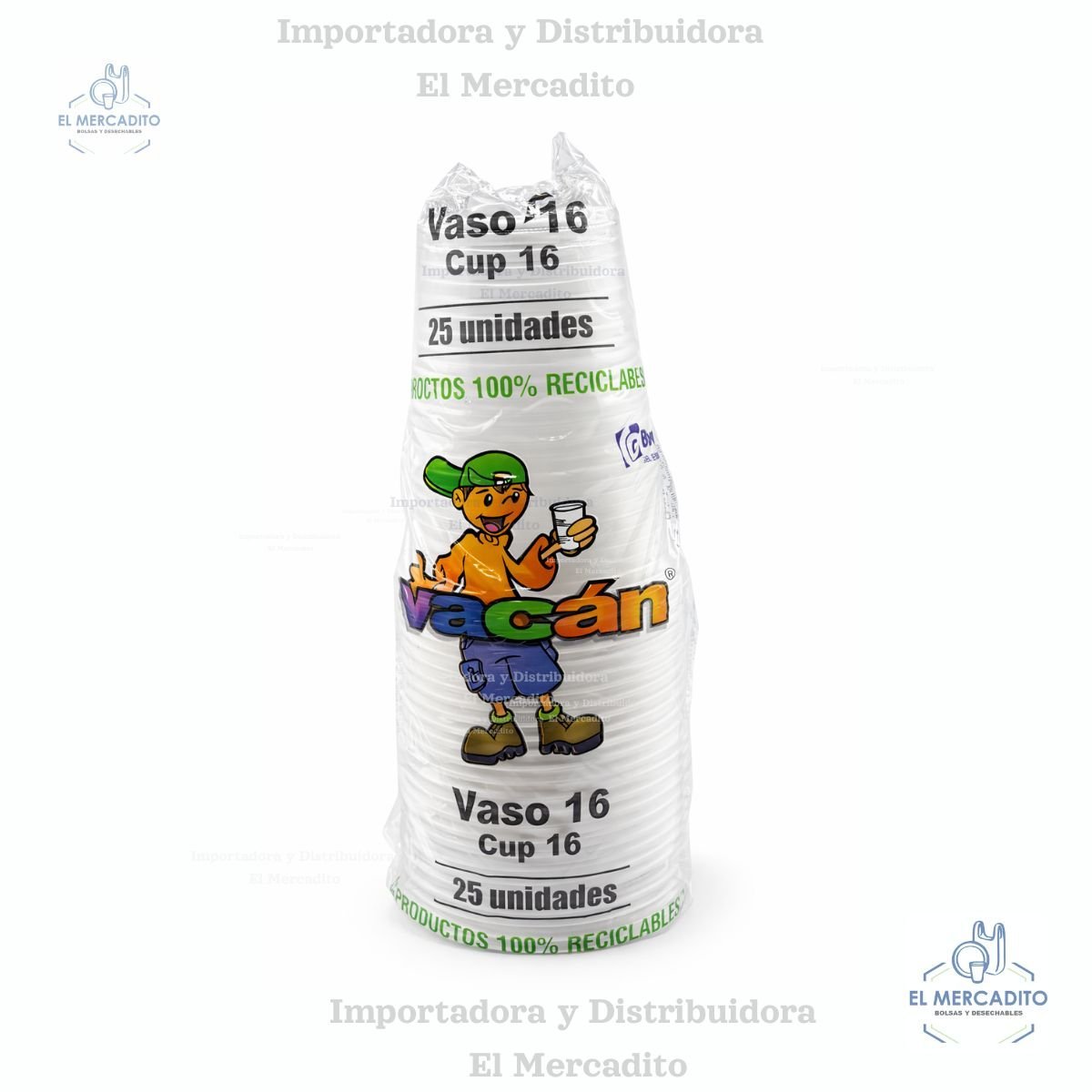 Vasos Plásticos Desechable Vacan #16 oz Transparente en paquetes de 25 unidades