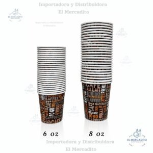 Vasos de Cartón para Cafe Hyplast Decorados, de 6 oz y 8 oz