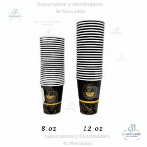 Vasos de Cartón para Café Decorados, de 8 oz y 12 oz, en paquetes de 25 unidades