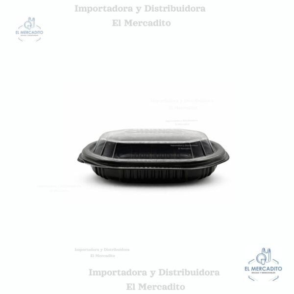 Contenedor Costillas plástico color negro con tapa transparente