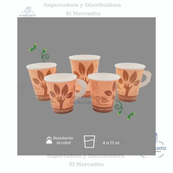 Vasos de Carton para Cafe, de 4 oz, 6 oz, 8 oz, 12 oz, en paquetes de 25 unidades